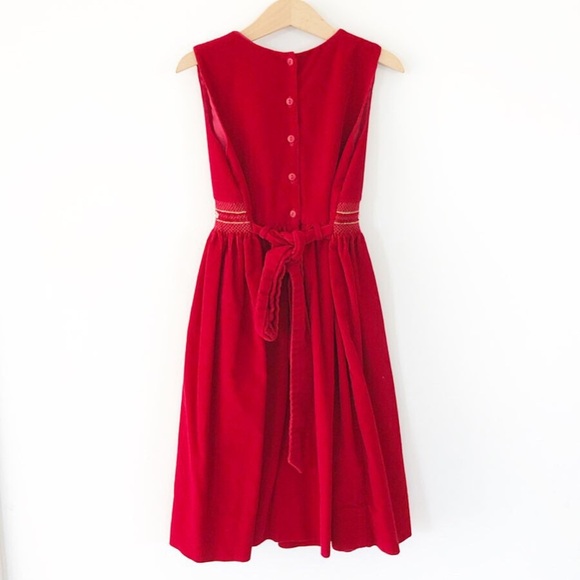 Hand Smocked Sarah Louise England Red Dress 7y - Picture 3 of 5